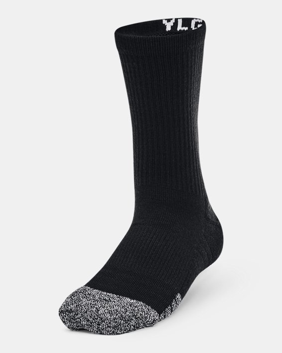 Youth HeatGear® Crew Socks 3-Pack, Black, pdpMainDesktop image number 1